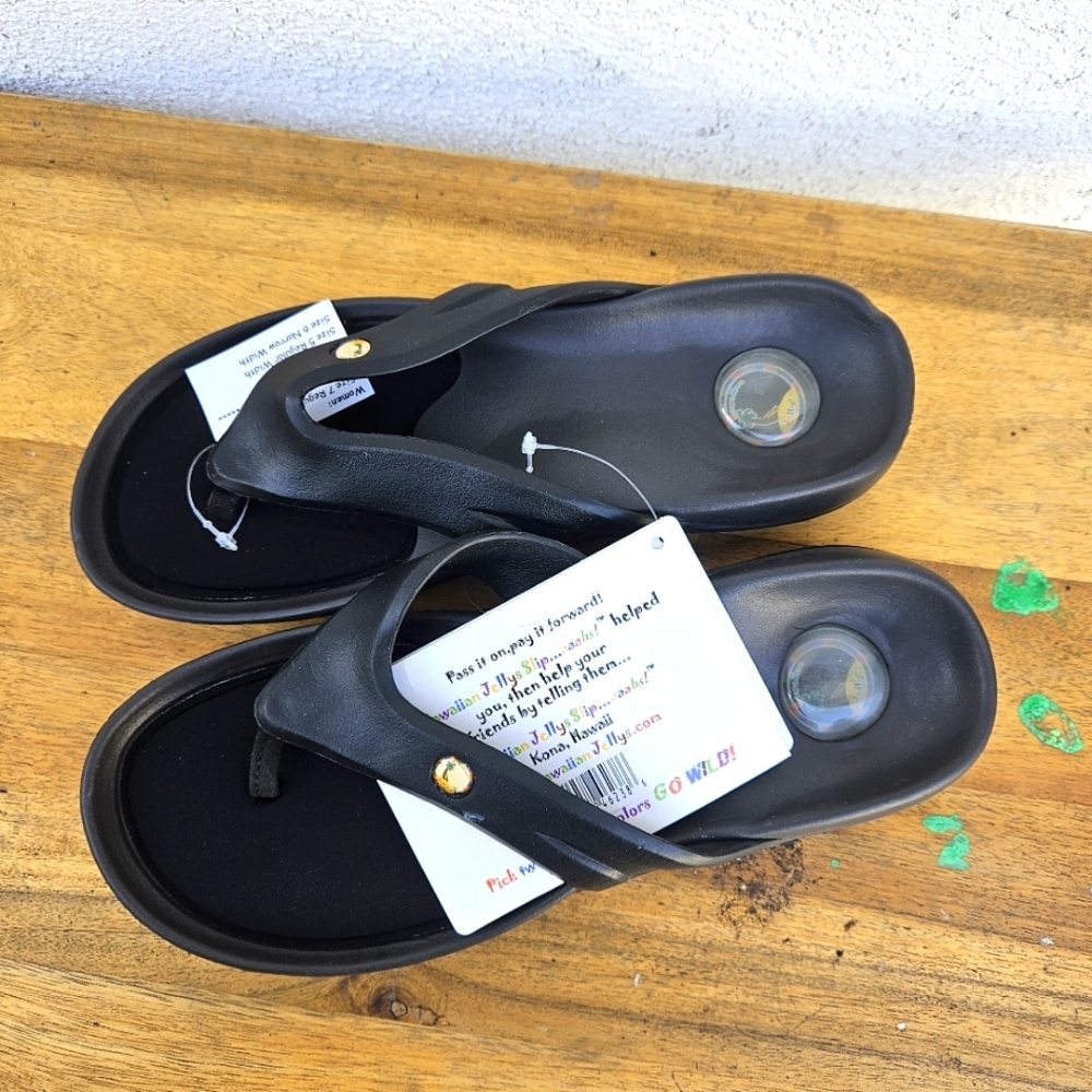 Hawaiian Jellys Ultra Comfort O'o Black Lava Unisex Sandals Women's Siz… - Picture 9 of 16